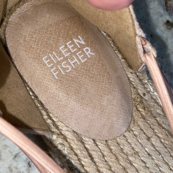 Eileen Fisher $155 D’Orsay Espadrille Shimmer Stripe Tan / Gold 8.5 - Picture 7 of 14